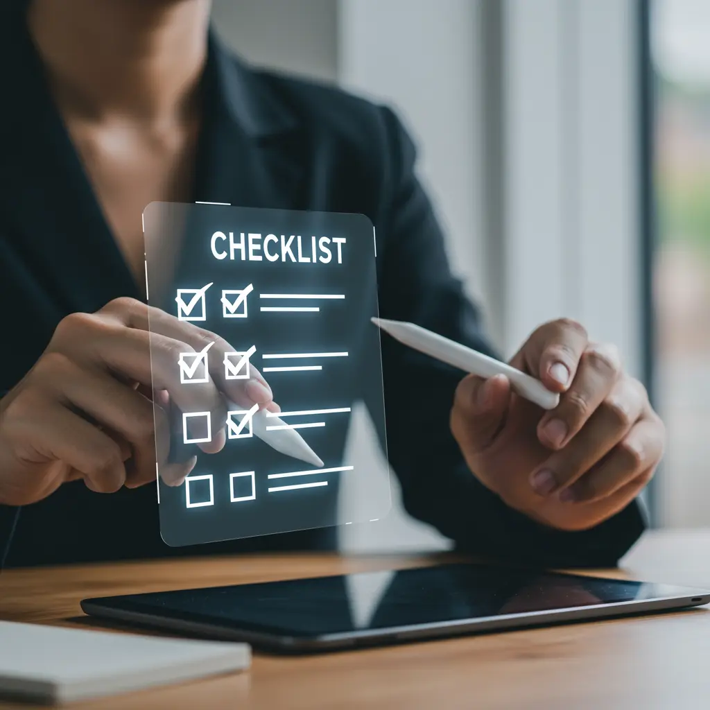 Professional using digital checklist for computer buying decisions - PC Buying Tips and Expert Advice